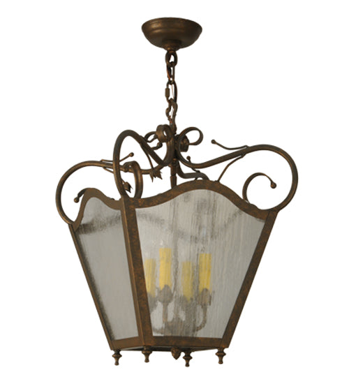 Meyda Lighting Terena 22" 4-Light Organic Rust Pendant Light With Clear Seeded Shade Glass