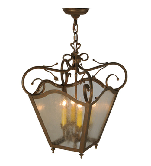 Meyda Lighting Terena 22" 4-Light Organic Rust Pendant Light With Clear Seeded Shade Glass