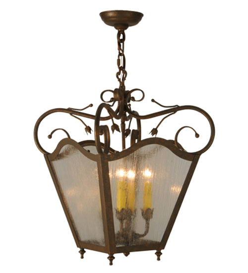 Meyda Lighting Terena 22" 4-Light Organic Rust Pendant Light With Clear Seeded Shade Glass