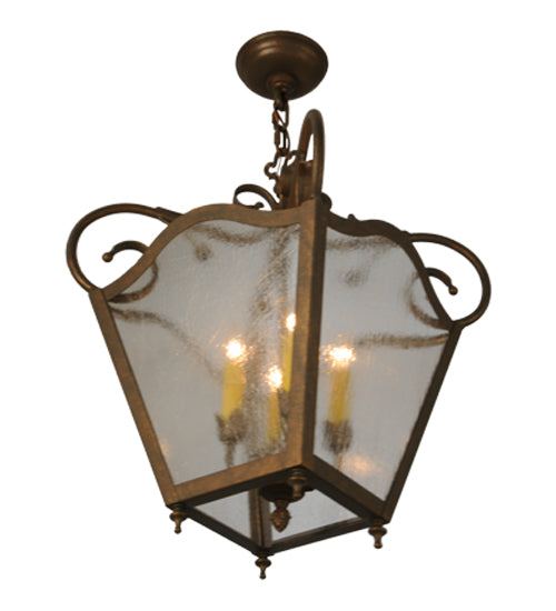 Meyda Lighting Terena 22" 4-Light Organic Rust Pendant Light With Clear Seeded Shade Glass