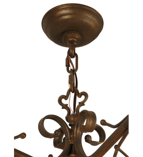 Meyda Lighting Terena 22" 4-Light Organic Rust Pendant Light With Clear Seeded Shade Glass
