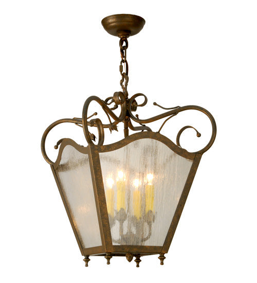 Meyda Lighting Terena 22" 4-Light Organic Rust Pendant Light With Clear Seeded Shade Glass