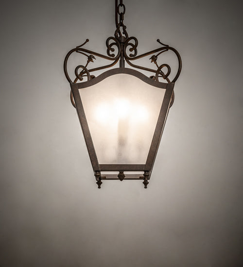 Meyda Lighting Terena 22" 4-Light Organic Rust Pendant Light With Rainstone Idalight Shade