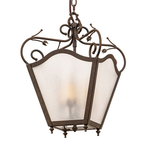 Meyda Lighting Terena 22" 4-Light Organic Rust Pendant Light With Rainstone Idalight Shade