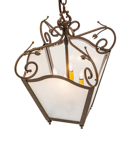 Meyda Lighting Terena 22" 4-Light Organic Rust Pendant Light With Rainstone Idalight Shade
