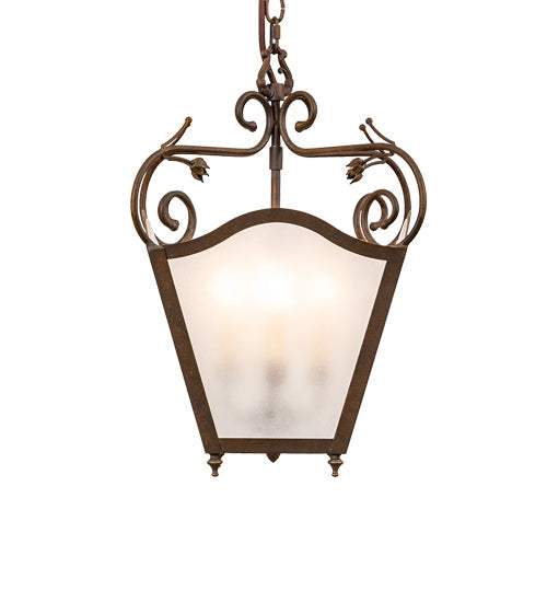 Meyda Lighting Terena 22" 4-Light Organic Rust Pendant Light With Rainstone Idalight Shade