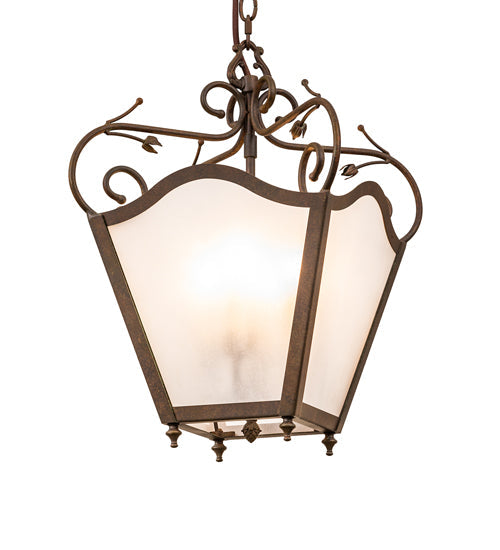 Meyda Lighting Terena 22" 4-Light Organic Rust Pendant Light With Rainstone Idalight Shade