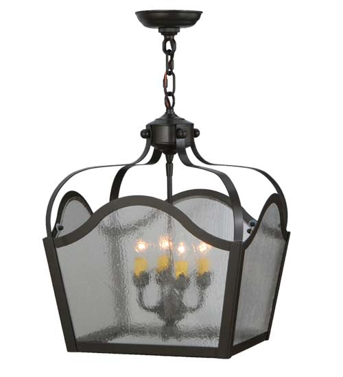 Meyda Lighting Terena 22" 4-Light Timeless Bronze Pendant Light With Clear Seeded Shade Glass