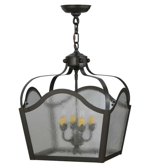 Meyda Lighting Terena 22" 4-Light Timeless Bronze Pendant Light With Clear Seeded Shade Glass