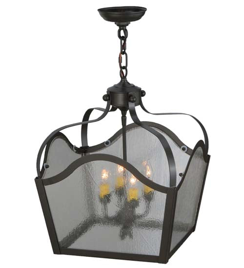 Meyda Lighting Terena 22" 4-Light Timeless Bronze Pendant Light With Clear Seeded Shade Glass