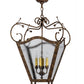 Meyda Lighting Terena 27" 4-Light Pompeii Gold Pendant Light With Clear Seeded Shade Glass