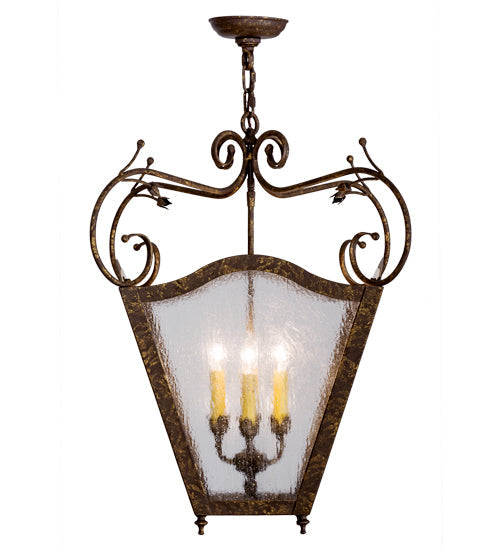 Meyda Lighting Terena 27" 4-Light Pompeii Gold Pendant Light With Clear Seeded Shade Glass