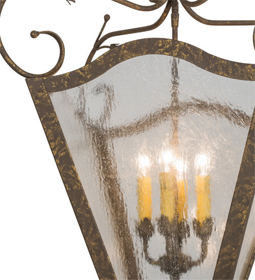 Meyda Lighting Terena 27" 4-Light Pompeii Gold Pendant Light With Clear Seeded Shade Glass