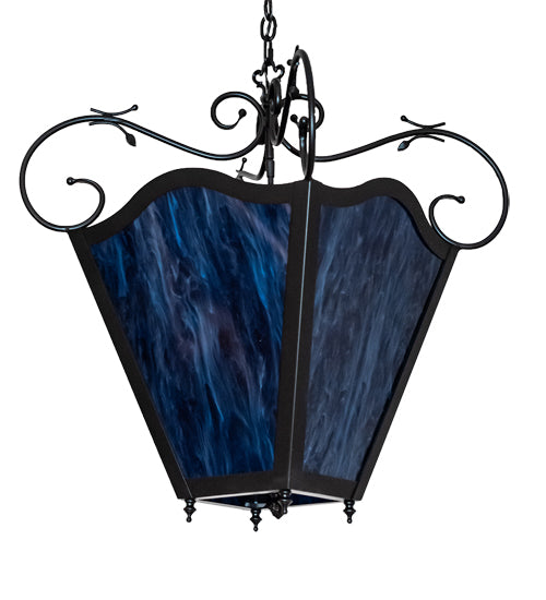 Meyda Lighting Terena 28" 4-Light Blackwash Pendant Light With Blue Cobalt Quartz Acrylic Shade