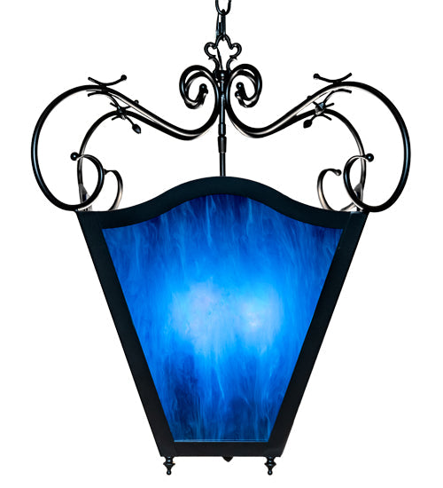 Meyda Lighting Terena 28" 4-Light Blackwash Pendant Light With Blue Cobalt Quartz Acrylic Shade