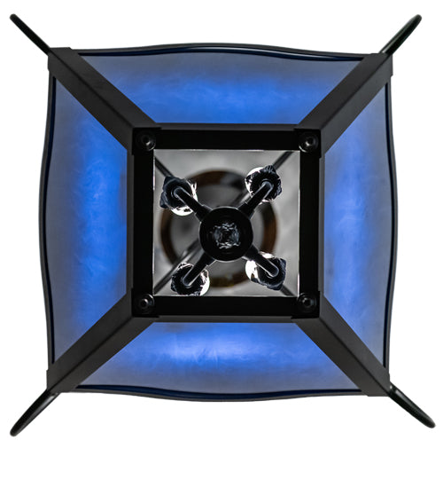 Meyda Lighting Terena 28" 4-Light Blackwash Pendant Light With Blue Cobalt Quartz Acrylic Shade