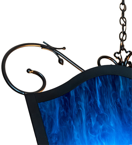 Meyda Lighting Terena 28" 4-Light Blackwash Pendant Light With Blue Cobalt Quartz Acrylic Shade