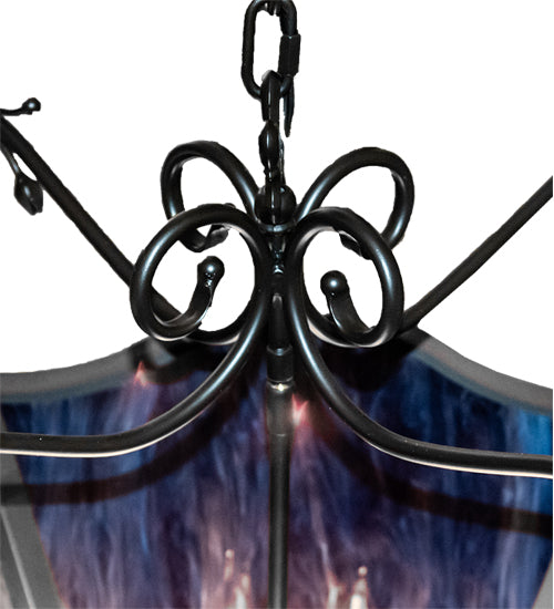 Meyda Lighting Terena 28" 4-Light Blackwash Pendant Light With Blue Cobalt Quartz Acrylic Shade
