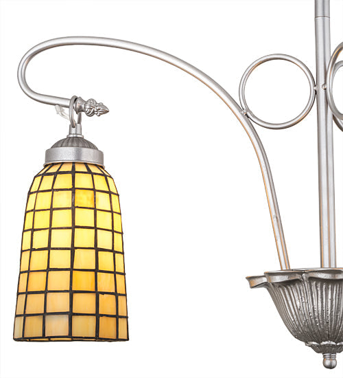 Meyda Lighting Terra Bone 24" 3-Light Nickel Chandelier With Beige Shade Glass