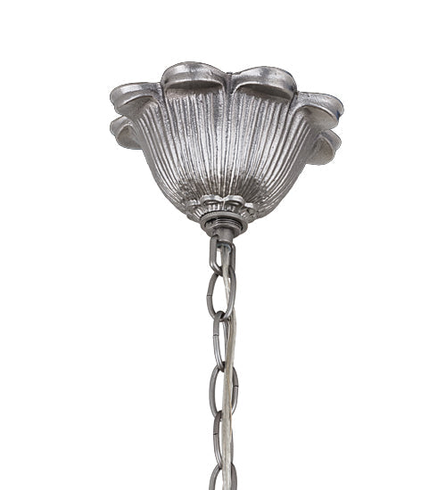 Meyda Lighting Terra Bone 24" 3-Light Nickel Chandelier With Beige Shade Glass