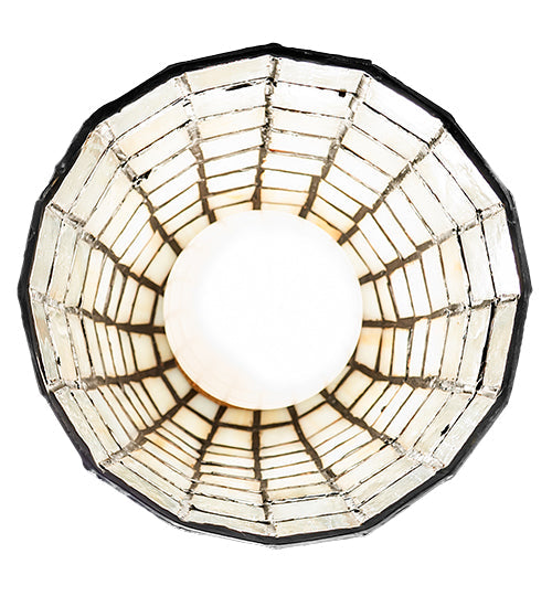 Meyda Lighting Terra Bone 5" Mahogany Bronze Mini Pendant Light With Beige Shade Glass