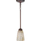 Meyda Lighting Terra Bone 5" Mahogany Bronze Mini Pendant Light With Beige Shade Glass