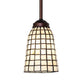 Meyda Lighting Terra Bone 5" Mahogany Bronze Mini Pendant Light With Beige Shade Glass