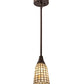 Meyda Lighting Terra Bone 5" Mahogany Bronze Mini Pendant Light With Bone Beige Art Shade Glass