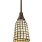 Meyda Lighting Terra Bone 5" Mahogany Bronze Mini Pendant Light With Bone Beige Art Shade Glass