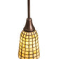Meyda Lighting Terra Bone 5" Mahogany Bronze Mini Pendant Light With Bone Beige Art Shade Glass