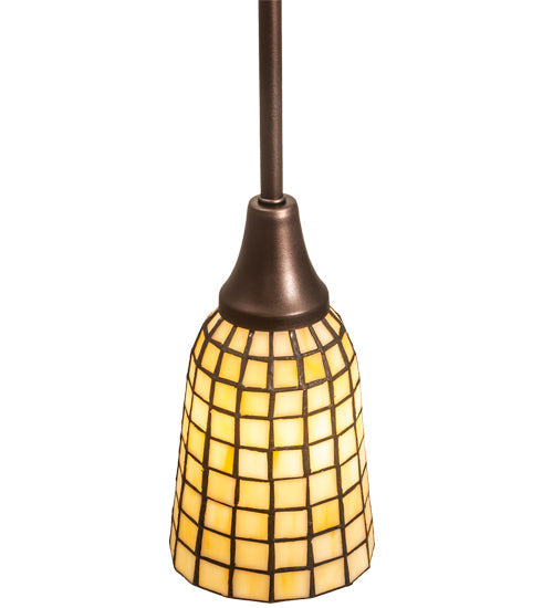 Meyda Lighting Terra Bone 5" Mahogany Bronze Mini Pendant Light With Bone Beige Art Shade Glass
