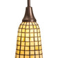 Meyda Lighting Terra Bone 5" Mahogany Bronze Mini Pendant Light With Bone Beige Art Shade Glass