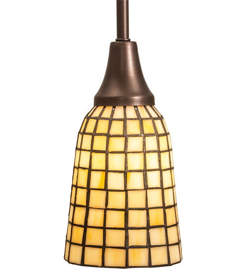 Meyda Lighting Terra Bone 5" Mahogany Bronze Mini Pendant Light With Bone Beige Art Shade Glass
