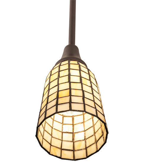 Meyda Lighting Terra Bone 5" Mahogany Bronze Mini Pendant Light With Bone Beige Art Shade Glass