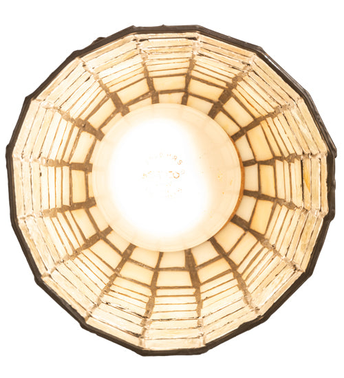 Meyda Lighting Terra Bone 5" Mahogany Bronze Mini Pendant Light With Bone Beige Art Shade Glass