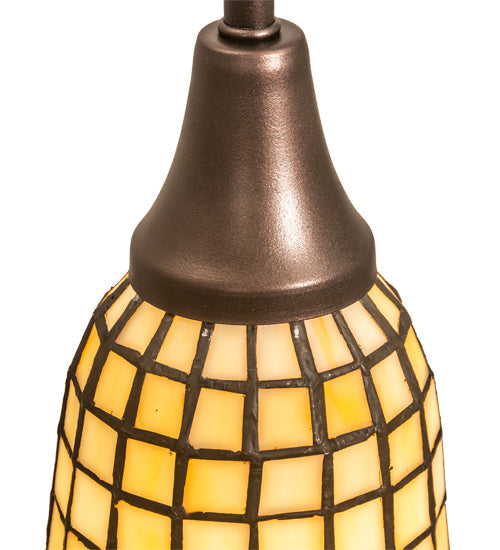 Meyda Lighting Terra Bone 5" Mahogany Bronze Mini Pendant Light With Bone Beige Art Shade Glass