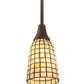 Meyda Lighting Terra Bone 5" Mahogany Bronze Mini Pendant Light With Bone Beige Art Shade Glass