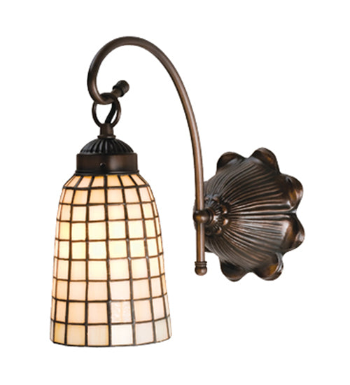 Meyda Lighting Terra Bone 6" Mahogany Bronze Wall Sconce With Beige Shade Glass