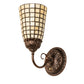 Meyda Lighting Terra Bone 6" Mahogany Bronze Wall Sconce With Beige Stained Shade Glass