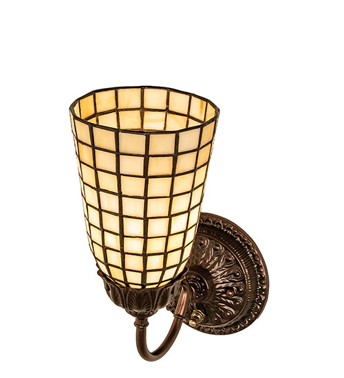 Meyda Lighting Terra Bone 6" Mahogany Bronze Wall Sconce With Beige Stained Shade Glass