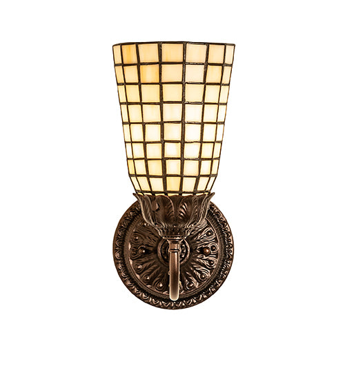 Meyda Lighting Terra Bone 6" Mahogany Bronze Wall Sconce With Beige Stained Shade Glass