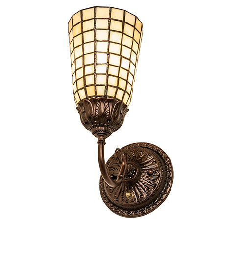 Meyda Lighting Terra Bone 6" Mahogany Bronze Wall Sconce With Beige Stained Shade Glass