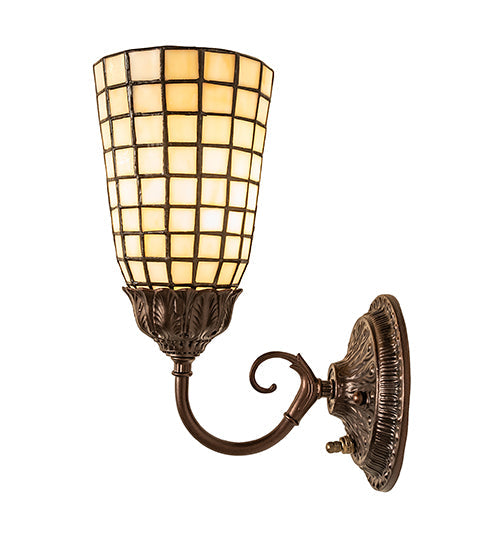 Meyda Lighting Terra Bone 6" Mahogany Bronze Wall Sconce With Beige Stained Shade Glass