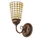 Meyda Lighting Terra Bone 6" Mahogany Bronze Wall Sconce With Beige Stained Shade Glass