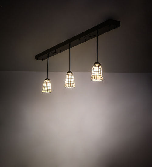 Meyda Lighting Terra Bone 72" 3-Light Oil Rubbed Bronze Island Pendant Light With Beige Terra Bone Shade