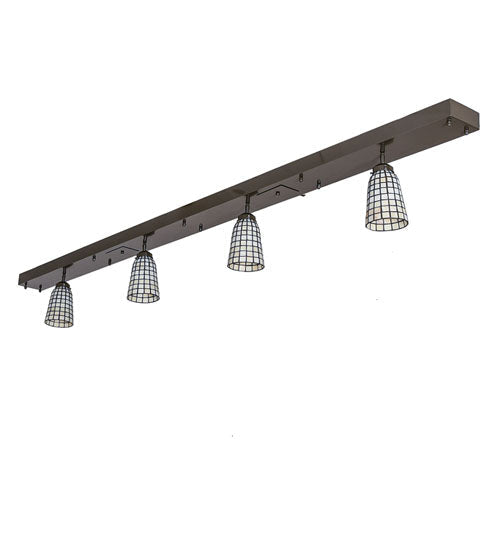 Meyda Lighting Terra Bone 98" 4-Light Oil Rubbed Bronze Island Pendant Light With Beige Terra Bone Shade