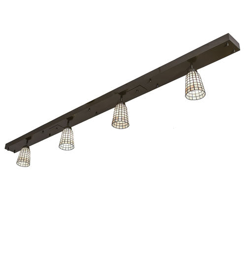 Meyda Lighting Terra Bone 98" 4-Light Oil Rubbed Bronze Island Pendant Light With Beige Terra Bone Shade