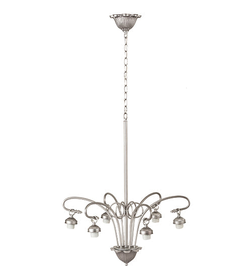 Meyda Lighting Terra Verde 26" 6-Light Nickel Chandelier With Green Shade Glass