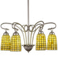 Meyda Lighting Terra Verde 26" 6-Light Nickel Chandelier With Green Shade Glass