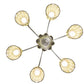 Meyda Lighting Terra Verde 26" 6-Light Nickel Chandelier With Green Shade Glass